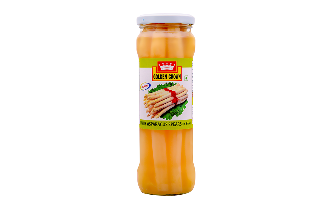 Golden Crown White Asparagus Spears (In Brine)   Glass Jar  330 grams